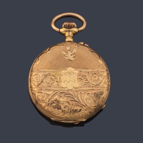 Reloj saboneta de colgar en oro rosa de 18 K.