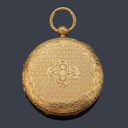 ARNOLD 84 STRAND London, reloj saboneta con caja en oro amarillo de 18 K. Con estuche original.