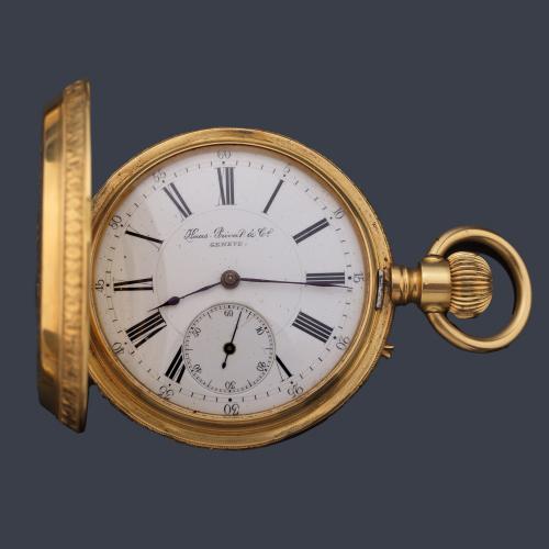 HAAS PRIVAT  DE Cº Geneve, reloj saboneta con caja en oro amarillo de 18 K.