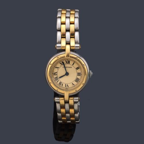 CARTIER Panther ref. 1057920 de señora con caja y brazalete en acero y oro de 18 K.