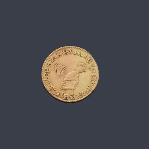 Moneda República mexicana 1855 en oro de 14 K.