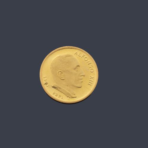 Moneda conmemorativa Alfonso XIII en oro de 22 K.