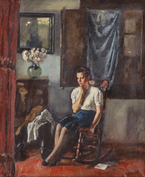 ALFREDO SISQUELLA - Mujer en un interior