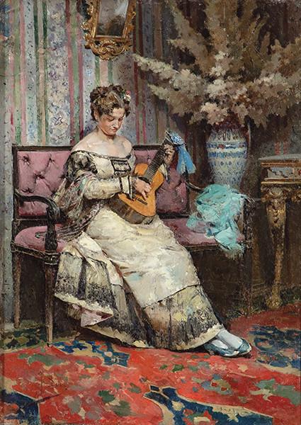 JOSÉ DENIS BELGRANO - Dama tocando la mandolina