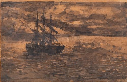 ATRIBUIDO A EUGÈNE DELACROIX - Marina