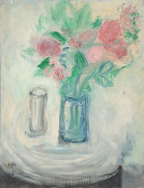 JUAN GARCIA RIPOLLES - Naturaleza muerta con flores rosas