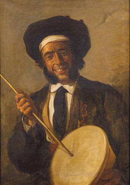 EUGENIO LUCAS VILLAAMIL - Retrato de hombre tocando la zambomba