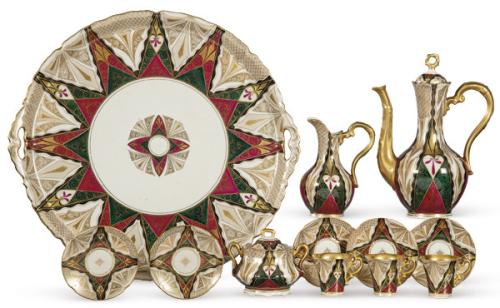 Conjunto de café Art Nouveau de Carl Friedrich Boseck & Co Austria, modelo Alhambra.
