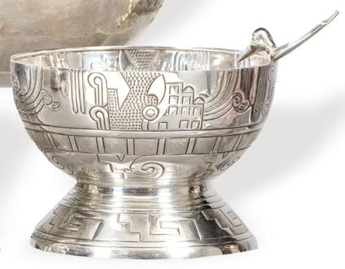 Cuenco de plata mejicana punzonada Ley 925 de Marmolejo.