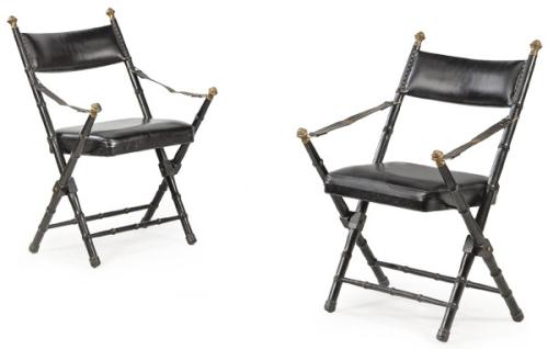 Pareja de sillas plegables estilo Maison Jansen modelo "Campaign"