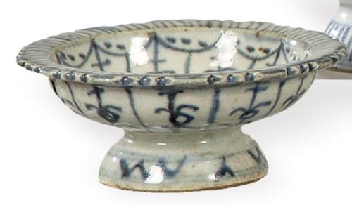 Copa de libación en porcelana azul y blanco para el mercado tailandés