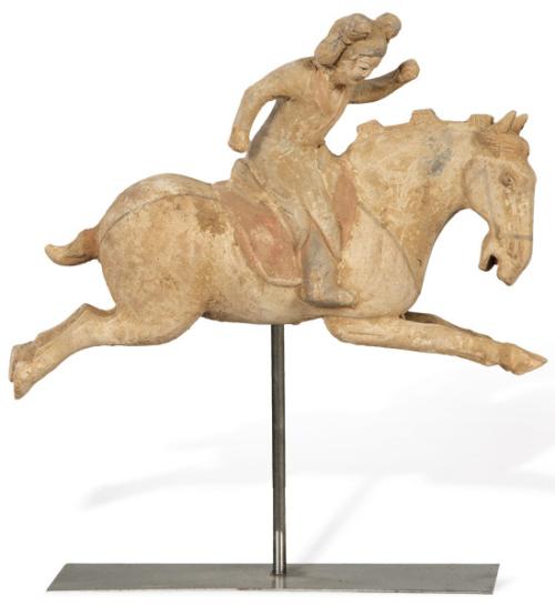 Jugadora de polo de terracota con decoració de pigmentos en frío, China, Dinastía Tang (618-907)