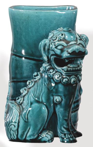 Portapinceles en porcelana china con vidriado turquesa ff. S. XIX pp. S. XX.