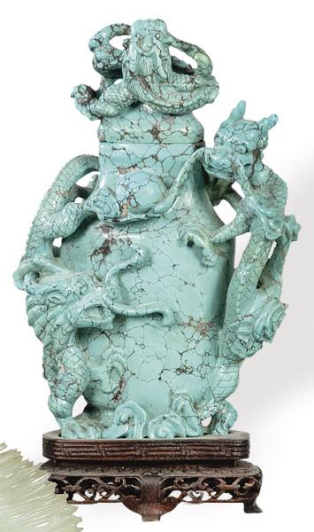 Tibor de turquesa tallada China S. XX.