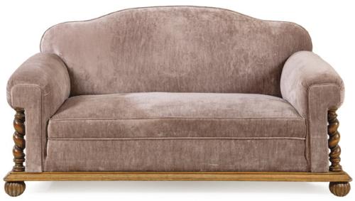 Sofá con estructura de madera de haya teñida, con tapicería de tela.S. XX