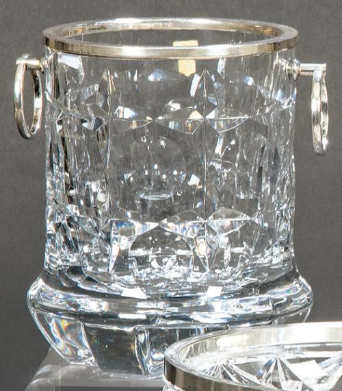 Hielera de cristal tallado y plata española punzonada 1ª Ley.