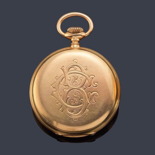 PATEK PHILIPPE caja nº 224408, movimiento nº113621, reloj saboneta con caja en oro rosa de 18 K.