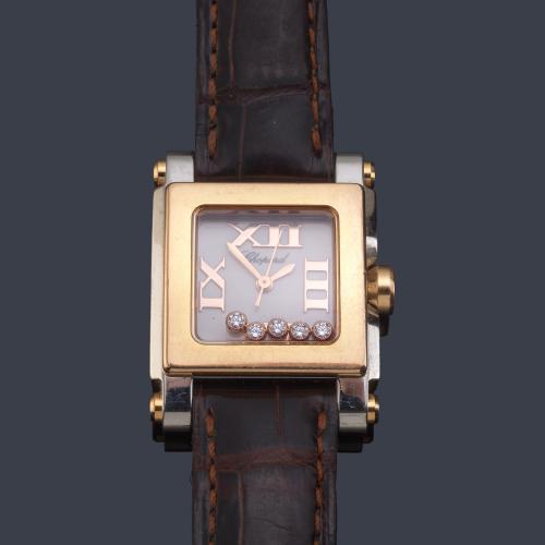 CHOPARD Happy Sport de señora con caja en acero y oro rosa de 18 K.