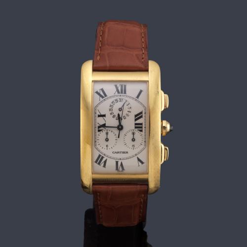 CARTIER Tank Americano cronógrafo ref. 1730 de caballero con caja en oro amarillo de 18 K.