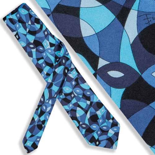 Corbata Emilio Pucci con diseño retro en tonos azules