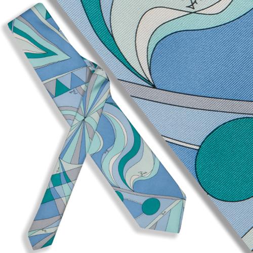 Corbata Emilio Pucci con diseño geométrico en tonos pastel