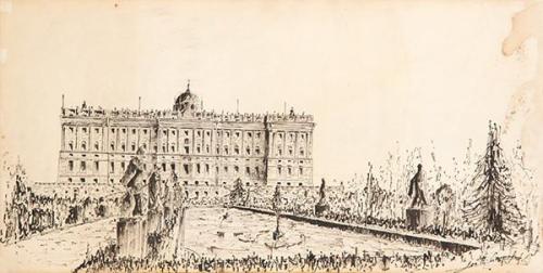 ESCUELA MADRILEÑA S. XX - Vista del Palacio Real