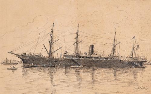 ESCUELA ESPAÑOLA S. XIX - Fragata Alfonso XII