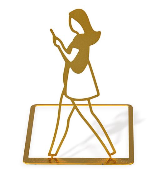 JULIAN OPIE - Gold Woman with Phone