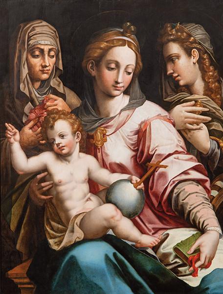 ATRIBUIDO A GREGORIO MARTINEZ - La Virgen con el Niño, Santa Catalina y Santa Rosalía de Palermo