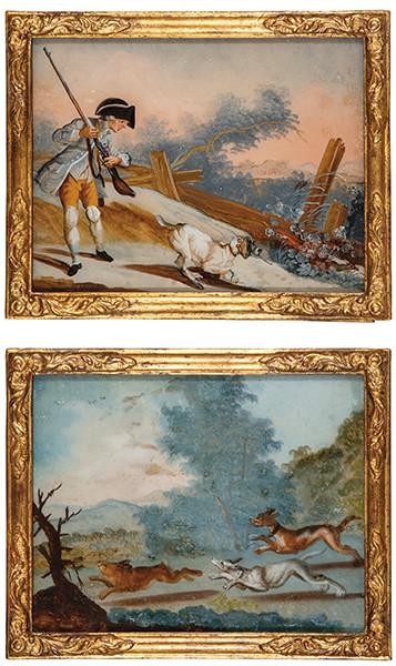ESCUELA ESPAÑOLA FNS. S. XVIII - Pareja de escenas de caza
