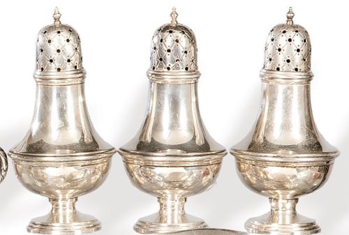 Tres azucareros de plata española punzonada 1ª Ley de López
