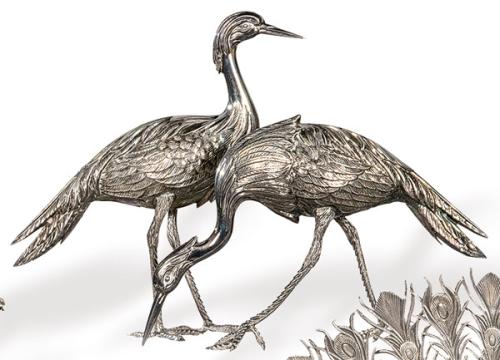Pareja de garzas de plata española punzonada Ley 925.