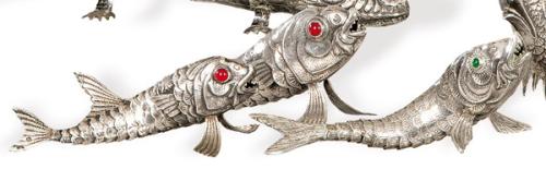 Tres peces articulados de plata española punzonada 1ª Ley.