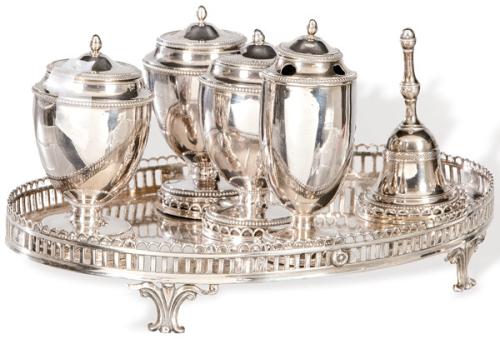 Escribanía de plata española punzonada OST? Madrid Villa y Corte 1885.