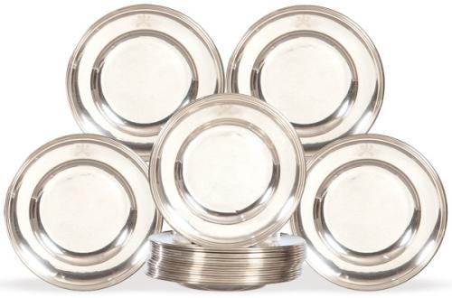 16 platos de plata asutro húngara con escudo cardenaliceo