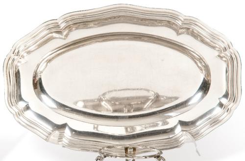 Pequeña bandeja oval ondulada de plata francesa punzonada Ley 950 de ff. S. XIX
