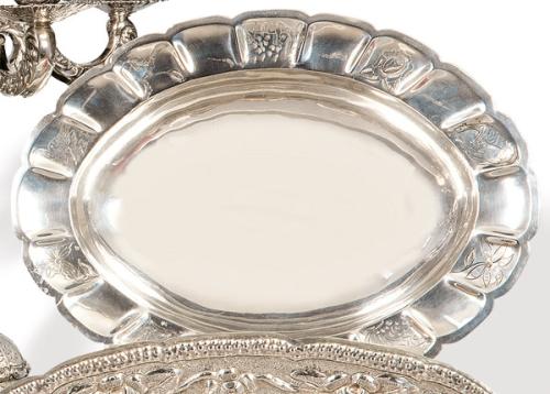 Bandeja honda oval de plata mejicana punzonada "Silver Mexico".