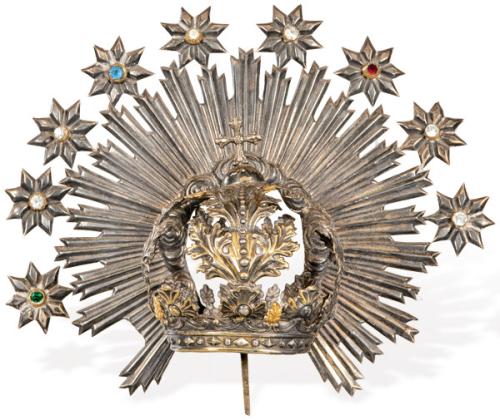 Corona de plata para Virgen parcialmente sobredorada, España S. XVII