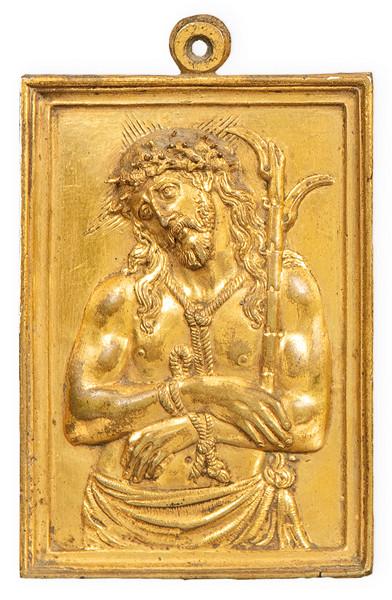 Placa Devocional de bronce dorado "Ecce Homo" España S. XVII