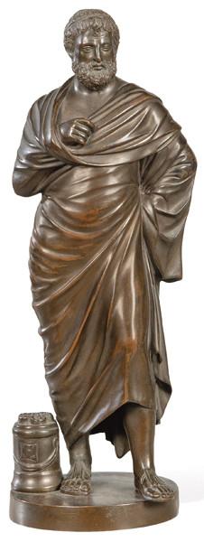 "Diógenes" en bronce patinado S. XIX.