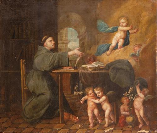 ESCUELA ITALIANA S. XVIII - San Antonio y el Niño