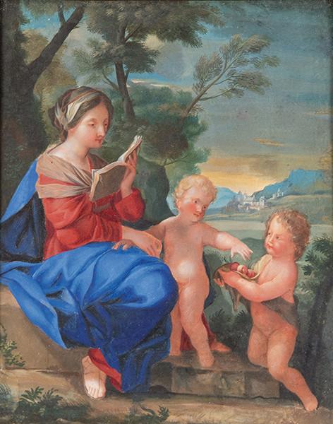 ESCUELA ITALIANA S. XVIII - Virgen con el Niño y San Juanito