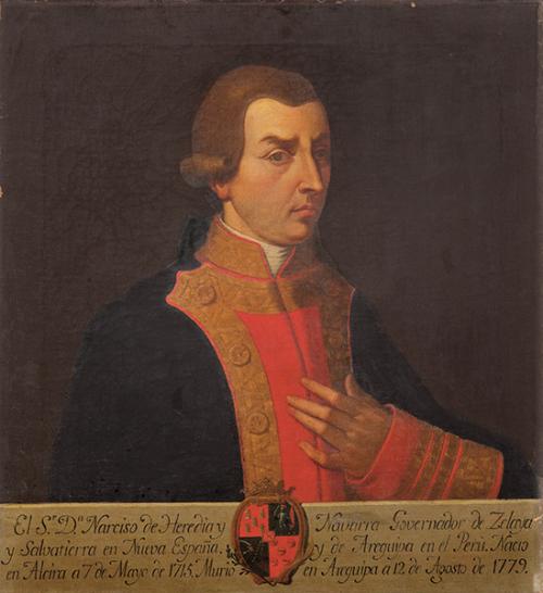 ESCUELA ESPAÑOLA S. XVIII-XIX - Retrato de don Narciso de Heredia y Navarra, capitán de Infantería, Alcalde mayor de Salvatierra y celaya