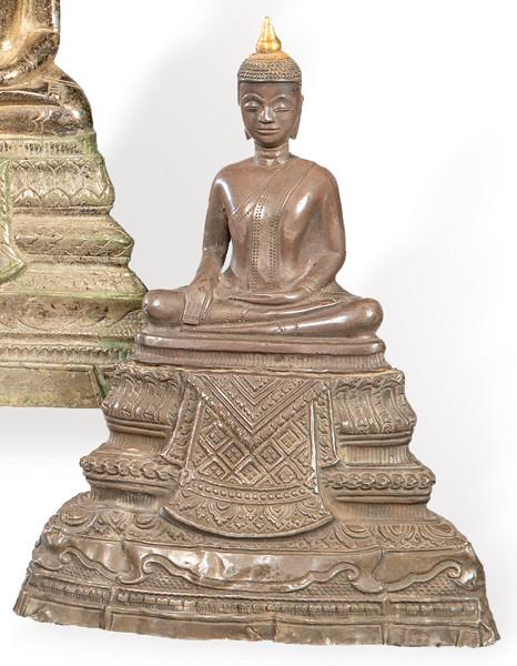 "Buda Sentado" en metal con pátina de cobre, Tailandia S., XIX.