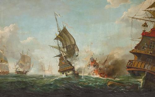 SIGUIENDO MODELOS NEERLANDESES S. XIX - Batalla naval