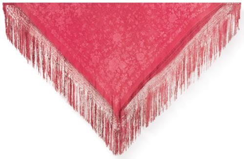 Mantón de Manila de seda natural rosa con bordados del mismo color  pp. S. XX