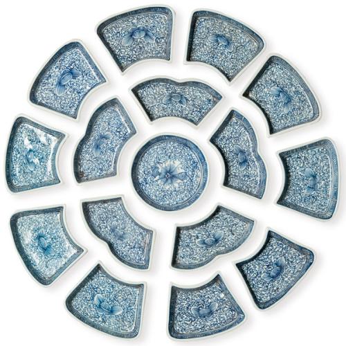 Porta aperitivos de porcelana azul y blanco Dinastía Qing S. XIX