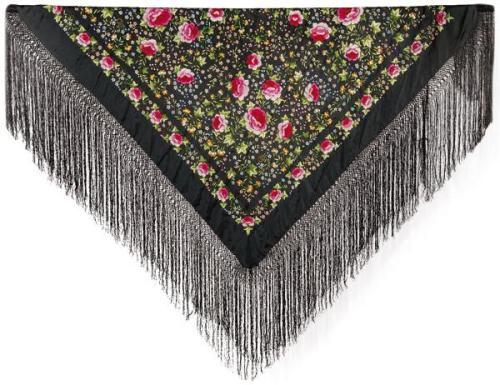  Mantón de Manila negro con bordados de colores