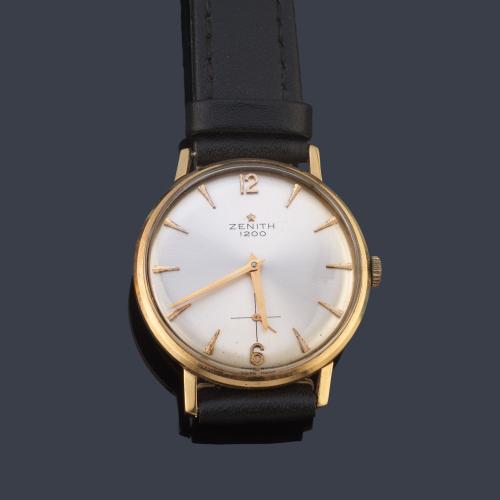  ZENITH de caballero con caja en oro amarillo de 18 K.