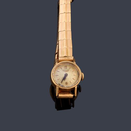 LONGINES de señora con caja y brazalete en oro rosa de 18 K.